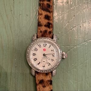 vintage MICHELE CDX DIAMOND WATCH LEOPARD BAND